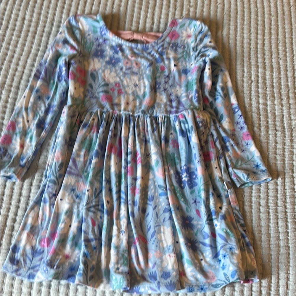 Little Sleepies Floral Kids Dress - Blue and Pink